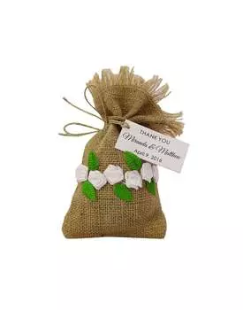 20 джутовых и кружевных подарочных мешочков Potli Favor Bags для свадебной вечеринки в деревенском стиле с персонализированной бумагой 20 Bags коричневый