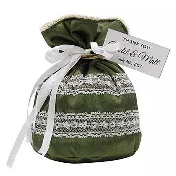20 джутовых мешочков на шнурке с индивидуальной биркой, свадебные маленькие сетчатые сумки для подарков, деревенские вечерние сумки из мешковины для вечеринок, 4 дюйма x 6,5 20 Bags зелёный