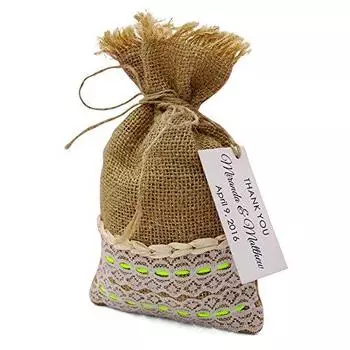 20 джутовых мешочков с завязкой и индивидуальной биркой, небольшие сетчатые мешочки для подарков на свадьбу, деревенский мешочек для вечеринок, 4 x6.5 4 X 6.5 коричневый