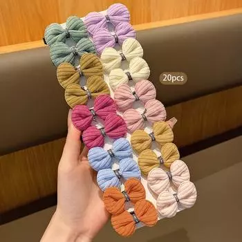 20 Fabric Bow Hair Clips, Cute, Colorful, Random Hair Accessories