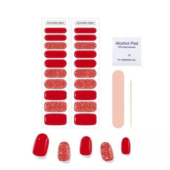 20-пальцевые полузастывшие гелевые наклейки для маникюра лампа для фототерапии полностью гелевые полузастывшие блестящие наклейки для ногтей NJ001