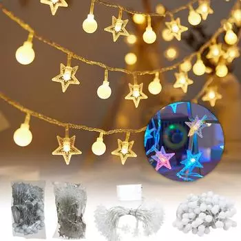 20 футов 40 светодиодных гирлянд в виде снежинок, работающие от батареек, для спальни, комнаты, вечеринки, рождественского декора, декора для елки, войны One Size