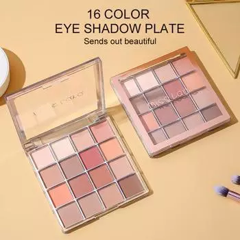 20 г Палитра теней для век Водостойкая стойкая дымчатая блестящая 16 цветов Матовая перламутровая блестящая палитра теней для век Макияж