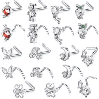 20 г титановая сталь L-образный стержень, креативное украшение для носа, европейские и американские ювелирные изделия для прокола носа, модные вермикулитовые носовые ногти