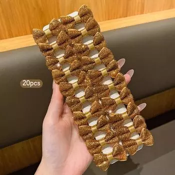 20 gold bow hair clips, fashionable and sweet style hair accessories suitable for daily use