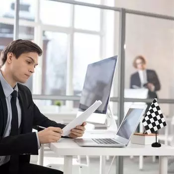 20 гоночных клетчатых флагов, черно-белые клетчатые гоночные флаги-палочки, маленькие мини-гоночные флаги для офиса с шестом чёрный