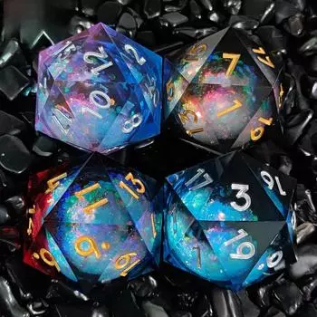 20-гранные игральные кости из смолы и песка 35 мм с жидким ядром DND TRPG Cthulhu COC, игральные кости для настольной игры D20 с цифрами