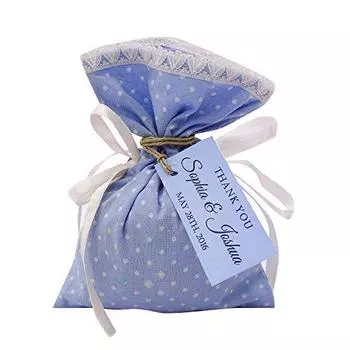 20 хлопковых подарочных пакетов на завязках, маленькие печатные мешочки, фирменные пакеты для свадебных вечеринок 4 X 6.5 светло-синий