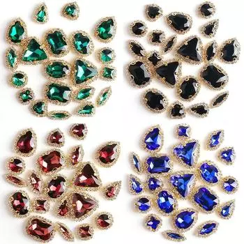 20 хрустальных цепочек с когтями по краю выжженной одинарной когтя, сшитой вручную дрелью, своими руками, свадебные аксессуары, пряжки, стразы, пришитые бусины 20 pcs