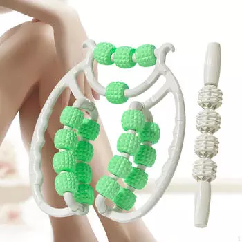 20 колес массажный роликовый ручной удобный гибкий мужской женский расслабляющий массажер с палкой