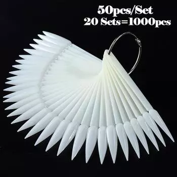 20 комплектов, 1000 шт., накладные ногти, гель-лак, тренировочная карточка, длинные шпильки, острые, показывающие диаграмму, палитра, пряжка, кольцо, маникюр