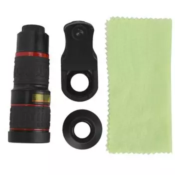 20-кратный длиннофокусный зум-телеобъектив с зажимом для смартфона планшета ПК черный