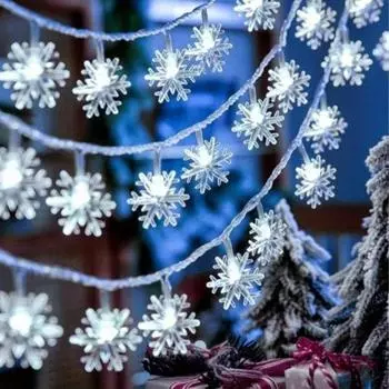20 лампочек, 40 лампочек Рождественские украшения Снежинки Светодиодные гирлянды Елочные венки Рождественские украшения 20 lights белый