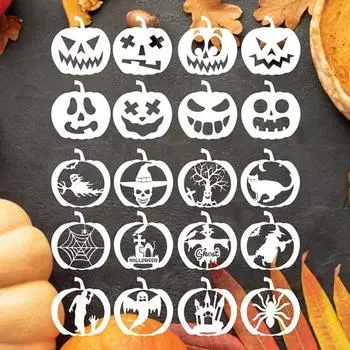 20 листов трафаретов на Хэллоуин, многоразовые трафареты для художественного творчества, шаблоны для вырезания тыкв для настенной ткани