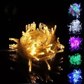 20 м 200 светодиодных гирлянд на открытом воздухе, звездные огни, рождественские огни, свадебные гирлянды, праздничная атмосфера, декоративные огни, мигающие огни бежевый