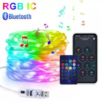20 м 200 светодиодов USB светодиодная лента 5 В RGBIC Dream Color светодиодная лента Bluetooth адресуемые гирлянды для рождественского декора 20M-200LEDs разноцветный