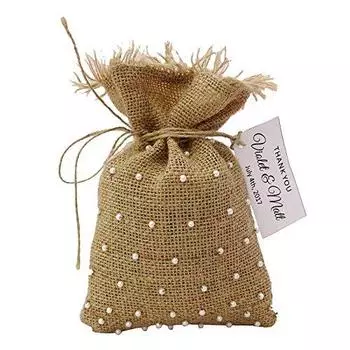 20 маленьких мешочков из мешковины, свадебные сувенирные мешочки в деревенском стиле с персонализированными бирками, подарочный мешочек для вечеринки с бисером и завязкой 4 x6.5 4 X 6.5 коричневый