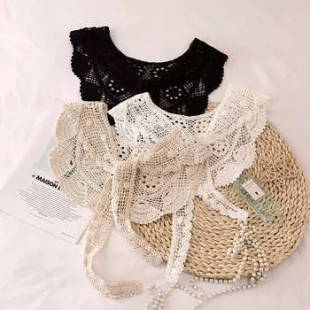 20 маленьких шалей, женская универсальная шаль из хлопчатобумажной нити, японский женский внешний чехол Mori, ажурный вязаный крючком воротник, солнцезащитный шарф