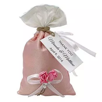 20 мешков с завязками из мешковины, маленькие джутовые мешочки, свадебные сувениры в деревенском стиле с персонализированными бирками 4 x 20 Bags персиковый