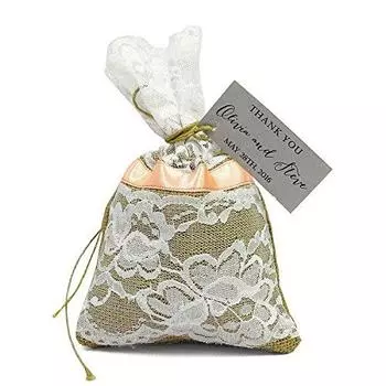 20 мешковинных подарочных мешочков с завязкой, маленькие джутовые сумки, свадебные сумки в деревенском стиле с персонализированной бумагой персиковый