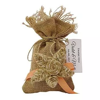 20 мешочков на шнурке с фирменной биркой, свадебный мешок с благодарностью, маленькие мешочки из мешковины, деревенский мешок для вечеринок 4 x6.5 4 X 6.5 коричневый