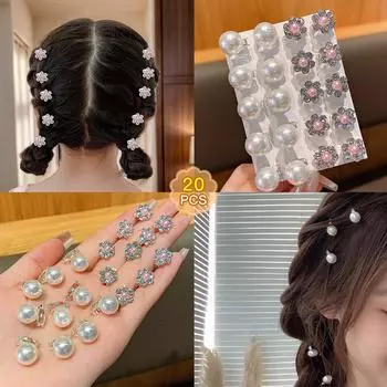 20 металлических заколок для волос со стразами, модные заколки для волос, аксессуары для волос с искусственным жемчугом
