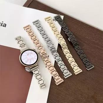 20 мм 22 мм 18 мм ремешок из нержавеющей стали для Samsung Galaxy Watch band 6 5 4 Классический металлический браслет для Huawei GT3 4Pro Amazfit 18mm чёрный