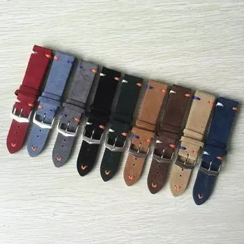 20 мм 22 мм, индивидуальный ремешок для часов из натуральной кожи с двойной строчкой для Tudor U-Boat Hamilton Seiko, браслет-браслет 22mm чёрный