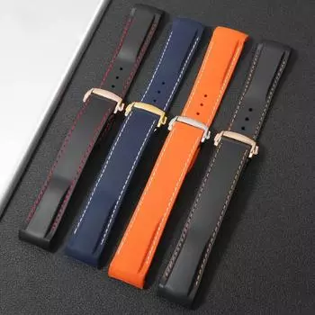 20 мм 22 мм изогнутый конец резиновый ремешок для часов цепь для Omega 300 SEAMASTER 600 PLANET OCEAN Seiko SKX силиконовый ремешок аксессуары для часов 22mm