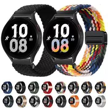 20 мм 22 мм магнитный плетеный нейлоновый ремешок для Samsung Galaxy Watch 6 5 4 браслет ремень Huawei Watch 4 Pro/GT3 Pro Amazfit GTR4 браслет умные часы браслет 20mm разноцветный