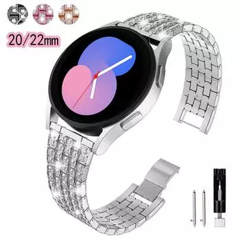20 мм 22 мм металлический ремешок для Samsung Galaxy Watch 7 6 5 4 FE 40 44 мм 3 Gear S3 S4 S2 Diamond нержавеющая сталь браслет для Huawei Watch 3 Pro gt Gt2 2e pro 22mm watch band серебряный