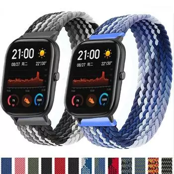 20 мм 22 мм плетеный ремешок для часов Amazfit GTS 4/2/2e/GTS2 Mini/GTR 4/2/2e/3/Pro 47 мм Stratos браслет ремешок для часов Amazfit Bip Strap 20mm watch band&XS(125MM)