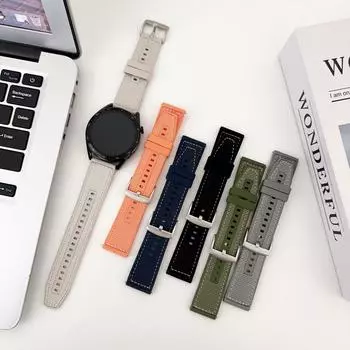 20 мм 22 мм ремешок для часов HUAWEI Watch GT4/GT3/GT2/GT- силиконовый композитный кожаный ремешок для часов HUAWEI Glory Samsung Amazfit для мужчин и женщин водонепроницаемый 22mm universal чёрный