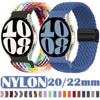 20 мм 22 нейлоновый ремешок для Samsung Galaxy Watch 7 6 5 4 FE 40 мм 44 мм 3 41 45 мм 46 мм 42 мм Gear S3/S4/S2 Frontier Classic Sport Active 2Watch магнитный ремешок 20mm watch band коричневый