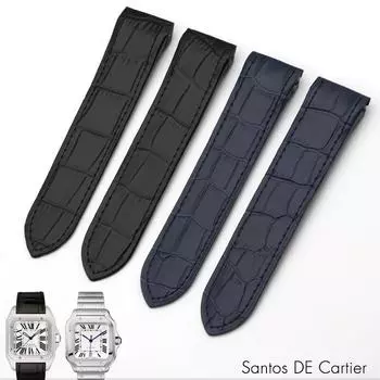 20 мм 23 мм высококачественный итальянский ремешок из воловьей кожи, черный, коричневый, текстурированный кожаный ремешок для часов, подходит для часов Cartier Santos 20mm красный