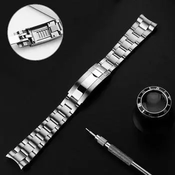 20 мм браслет для часов Rolex SUBMARINER DAYTONA SUP GMT для мужчин с тонкой настройкой застежки-кнопки, прочная цепочка из нержавеющей стали 20mm