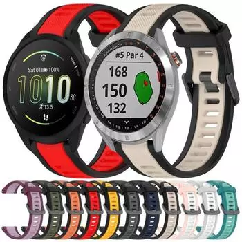 20 мм двухцветный текстурированный силиконовый ремешок для часов For Garmin VivoMove Trend чёрный