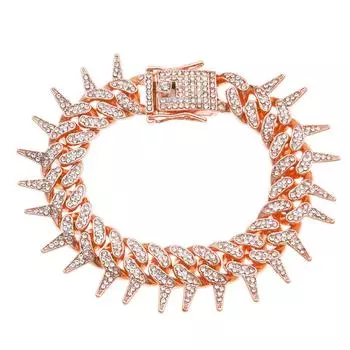 20 мм Готические Шипы Флэш Полный Страз Майами Кубинская Цепь Роскошная Мода Мужское Ожерелье Для Женщин Хип-Хоп Крутой Браслет Ювелирные Изделия 7 inch Bracelet