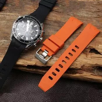 20 мм изогнутый конец резиновый ремешок для часов Omega Seamaster 300m водонепроницаемый Diver Commander 007 черный синий ремешки для часов браслеты 22mm