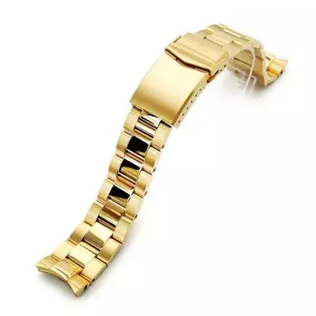 20 мм металлический ремешок для часов из нержавеющей стали Oyster с двухцветной V-образной застежкой IP-золота для Seiko Alpinist SBDC087 и т. д.