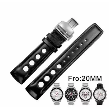 20 мм PRS516 Series T044430A T044417A T044430Series ремешок для часов Прочный мягкий ремешок из натуральной кожи ремешок для часов браслет для T044 20MM чёрный