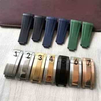 20 мм пылезащитный мягкий черный, синий, зеленый резиновый регулируемый ремешок для часов для ролевых часов SUBMARINER GMT 2 с пряжкой Glidelock Without clasp