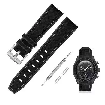 20 мм ремешок для часов Omega X Swatch Speedmaster MoonSwatch Силиконовый ремешок для Omega и Swatch Quick Release с инструментами для замены черного и белого цвета