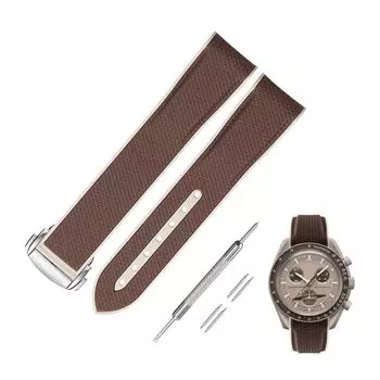20 мм ремешок для часов Omega X Swatch Speedmaster MoonSwatch силиконовый ремешок для часов D-образная пряжка коричневый [Jumpsunfun] коричневый