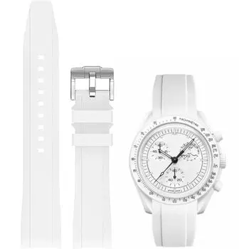 20 мм ремешок для часов силиконовый ремешок для Omega X Swatch MoonSwatch ремешок для часов Omega и Swatch ремешок резиновый ремешок для Omega Speedmaster Seiko SEIKO 20 мм белый