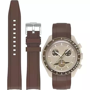 20 мм ремешок для часов силиконовый ремешок для Omega X Swatch MoonSwatch ремешок для часов Omega и Swatch ремешок резиновый ремешок для Omega Speedmaster Seiko SEIKO 20 мм коричневый