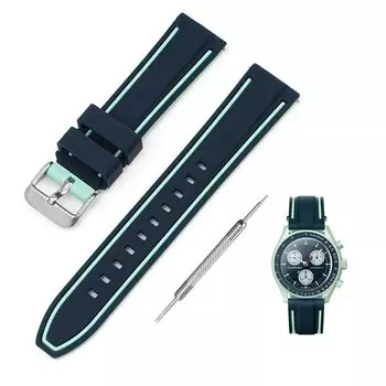 20 мм ремешок для часов Speedmaster MoonSwatch силиконовый ремешок для часов Swatch и Omega Quick Release с инструментами для замены зеленый синий линия [Jumpsunfun]