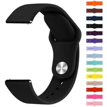 20 мм ремешок для Samsung Galaxy Watch 6 7/5 Pro/5/4 Classic/4/3 41 мм/Active 2/Active для Amazfit Bip/Amazfit GT5 для Huawei Watch силиконовый спортивный ремешок 20 MM Watch Strap чёрный