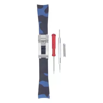 20 мм резиновый ремешок для часов сменный резиновый ремешок для часов для мужчин камуфляж синий и серебристый