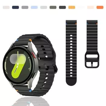 20 мм универсальный ремешок для Samsung Galaxy Watch 7 40/44 мм мужской женский классический цветной браслет с пряжкой для Galaxy Watch FE 6 5 4 Band Galaxy Watch 7 оранжевый